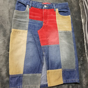 Cuesta Blanca Patchwork Denim Corduroy Skirt Sz S
